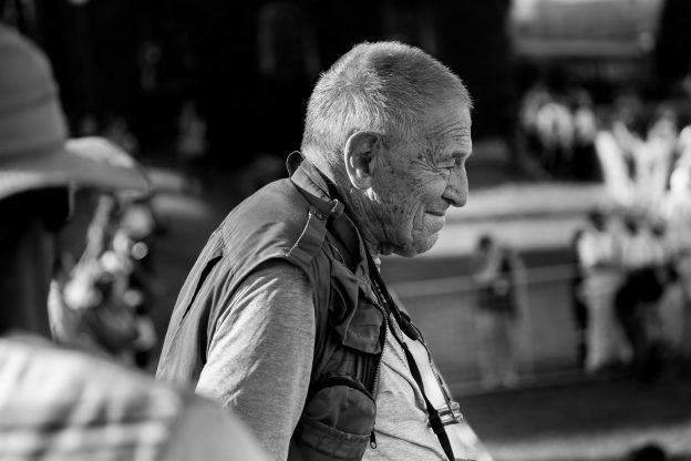 David Goldblatt observing as the statue of Rhodes fell at University of Cape Town.